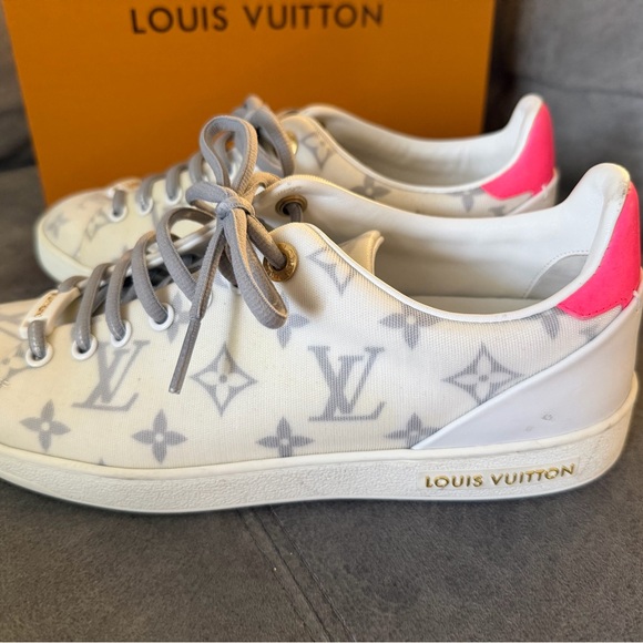 Louis Vuitton Cream and Gray Monogram Sneakers - Picture 12 of 14